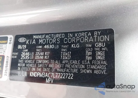 2020 Kia Sportage Lx from USA, damaged, VIN KNDPM3AC7L7722722